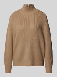 Gebreide pullover van scheerwol met opstaande kraag van Windsor Bruin - 7