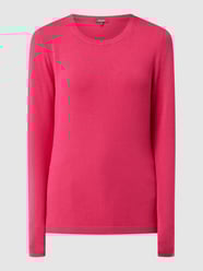 Shirt met lange mouwen en geribde ronde hals, model 'Basic O Neck' van Montego Roze - 46