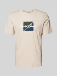 T-Shirt mit Label-Print Modell 'WAYNE' von Jack & Jones Beige - 36
