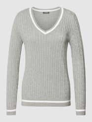 Sweter z dzianiny z wzorem warkocza od Montego Srebrny - 48