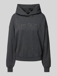 Hoodie met labelstitching van Marc O'Polo Grijs / zwart - 21