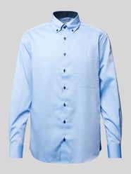 Comfort Fit Business-Hemd mit Button-Down-Kragen von Eterna Blau - 36