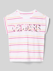 t-shirt z wyhaftowanym logo i cekinowym obszyciem od GUESS - 17