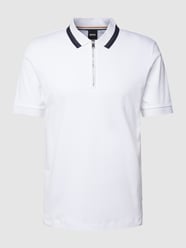 Slim Fit Poloshirt mit kurzem Reißverschluss Modell 'Polston' von BOSS Weiß - 37