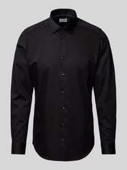 Slim Fit Business-Hemd mit Kentkragen von OLYMP Level Five Schwarz - 34