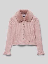 Strickjacke aus Viskose-Mix mit Kunstfellbesatz von Mayoral Rosa - 36