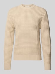 Regular Fit Strickpullover aus reiner Baumwolle Modell 'TOM' von Selected Beige - 40