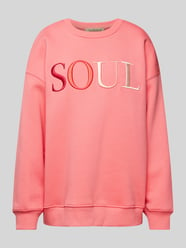 Oversized sweatshirt met labelstitching van Smith and Soul Fuchsia - 11