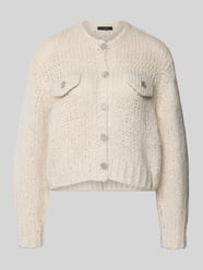 Strickjacke mit Rundhalsausschnitt und Knopfleiste von Oui Beige - 3