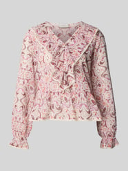 Regular Fit Bluse mit Allover-Paisley-Print Modell 'Ajda' von Neo Noir Pink - 37