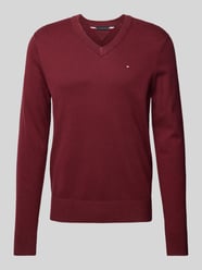 Gebreide pullover met logostitching, model 'PIMA' van Tommy Hilfiger Rood - 32