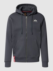 Sweatjacke mit Kapuze Modell 'Basic Zip Hoody' von Alpha Industries Grau / Schwarz - 46