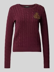 Gebreide pullover met ribboorden, model 'MONTIVA' van Lauren Ralph Lauren Bordeaux - 24