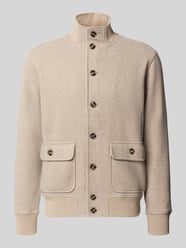 Strickjacke aus Wolle mit Stehkragen von RAGMAN Beige - 3