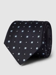 Stropdas van zijdemix met all-over motief van BOSS Blauw - 47