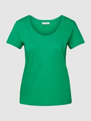 T-shirt z prążkowanym okrągłym dekoltem od Marc O'Polo Zielony - 31