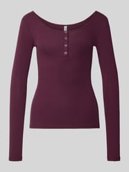 Slim fit shirt met lange mouwen van katoenmix model 'KITTE' van PIECES Bordeaux - 19