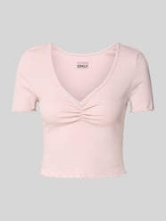Top krótki o kroju regular fit z mieszanki bawełny i elastanu model ‘BETTY’ od ONLY Fuksjowy - 44