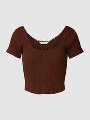 Cropped T-Shirt mit Zierknopfleiste von REVIEW Braun - 19