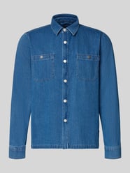 Koszula-kurtka z mieszanki bawełny i lnu z tkaniny stylizowanej na denim od MAERZ Muenchen - 28