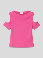 T-shirt z efektem prążkowania od s.Oliver RED LABEL Fuksjowy - 42