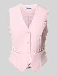 Kamizelka garniturowa o kroju slim fit z zaznaczonymi kieszeniami model „BOZZY VEST” od PIECES Fuksjowy - 5