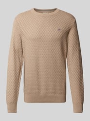 Strickpullover mit Rundhalsausschnitt und Logo-Stitching von Gant Beige - 21