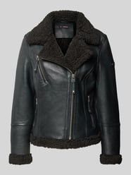 Straight Fit Lederjacke im Biker-Look aus Lammnappa von Cabrini Schwarz - 5