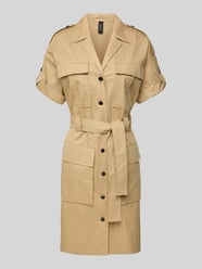 Knielanges Hemdblusenkleid aus Baumwoll-Seide-Mix von Marc Cain Beige - 30