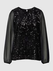Blusenshirt mit Paillettenbesatz von More & More Schwarz - 10