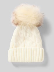 Strickmütze mit breitem Umschlag und Bommel von Kurt Beines - 22