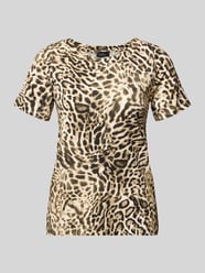 T-shirt w stylu nadruku skóry leoparda z okrągłym dekoltem od monari - 26