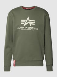 Sweatshirt mit Label-Print Modell 'BASIC' von Alpha Industries Grün - 20