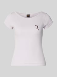 T-shirt z mieszanki bawełny krój slim fit model 'C_Etine' od BOSS Orange - 25