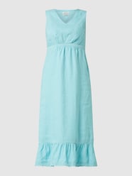 Jurk van linnen met gehaakt kant  van Malvin Blauw / turquoise - 36