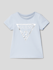T-shirt met labelprint van Guess Blauw / turquoise - 19