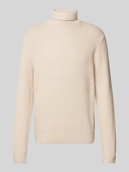 Rollkragenpullover mit Strukturmuster Modell 'ZIG' von SELECTED HOMME Beige - 2