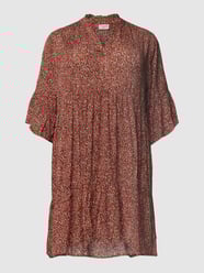 PLUS SIZE midi-jurk met all-over motief, model 'Cherana' van KAFFE Curve Rood - 8