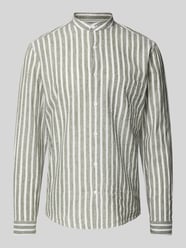 Koszula casulowa o kroju slim fit z mieszanki lnu i bawełny z kieszenią na piersi od Lindbergh - 37