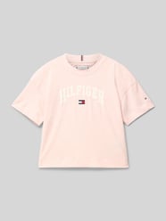 T-Shirt mit Rundhalsausschnitt und Label-Stitching von Tommy Hilfiger Teens Orange - 25