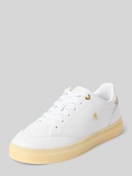 Sneakersy z naturalnej skóry z detalami z logo od Tommy Hilfiger - 35