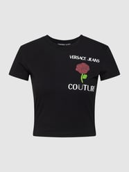 Cropped T-Shirt mit Motiv-Print von Versace Jeans Couture Schwarz - 23