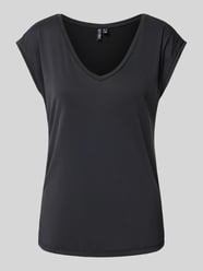 T-Shirt mit V-Ausschnitt von Pieces Schwarz - 31