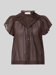 bluzka o kroju regular fit z obszyciem falbanami model 'Vinsa' od Neo Noir - 11