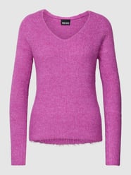Strickpullover mit V-Ausschnitt Modell 'ELLEN' von Pieces Rosa - 33