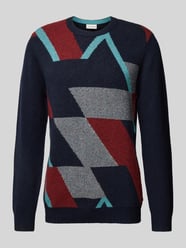 Regular fit gebreide pullover met wol en meerkleurig, geometrisch motief van Tom Tailor Bordeaux - 23