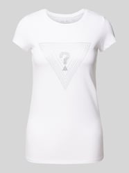 Slim Fit T-Shirt mit Strasssteinbesatz von Guess Weiß - 45