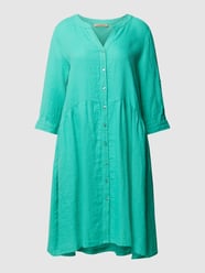 Hemdblusenkleid aus Leinen mit durchgehender Knopfleiste von Smith and Soul Grün - 24
