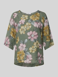 Linnen blouse met ronde hals model 'Co44ra' van ZABAIONE Groen - 10