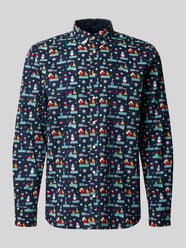 Regular Fit Freizeithemd mit Button-Down-Kragen im Allover-Look von Montego - 7